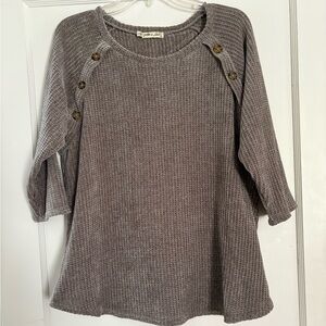 All in Love Taupe Brown Waffle Knit 3/4 Sweater Sweater - XL